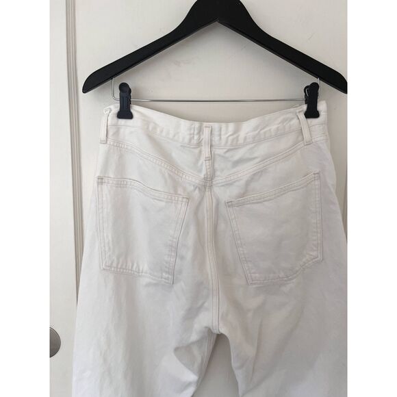 Agolde Women's 90's Mid Rise Straight Jeans White in Size 32 Frayed Hem - Picture 9 of 12